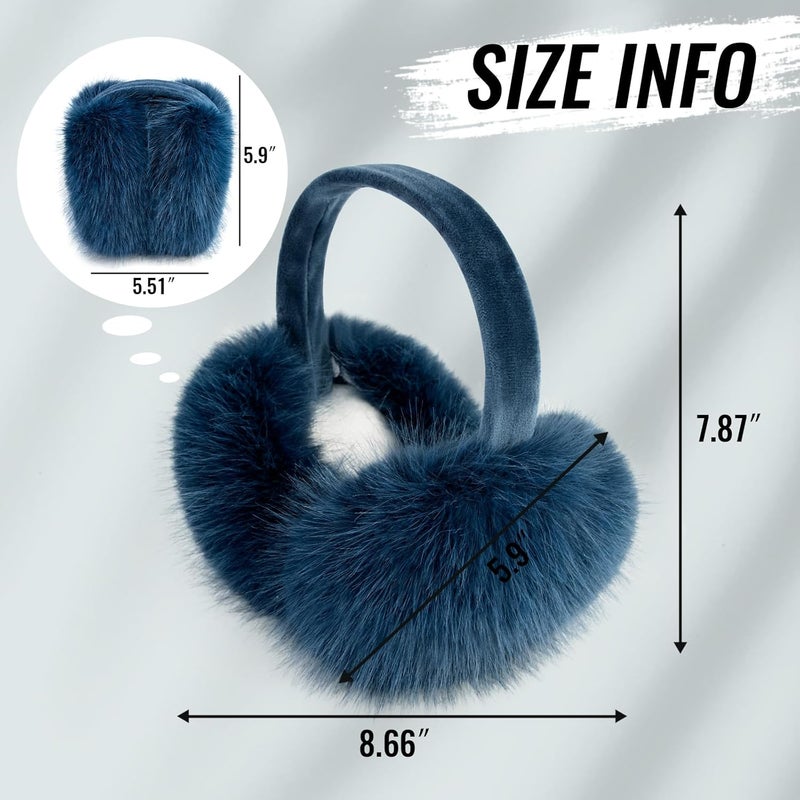 FSTEOE Women Winter Ear Muffs Foldable Girl Ear Warmer Fashion Furry Earmuff Soft Ear Cover Cold Weather - Image 3